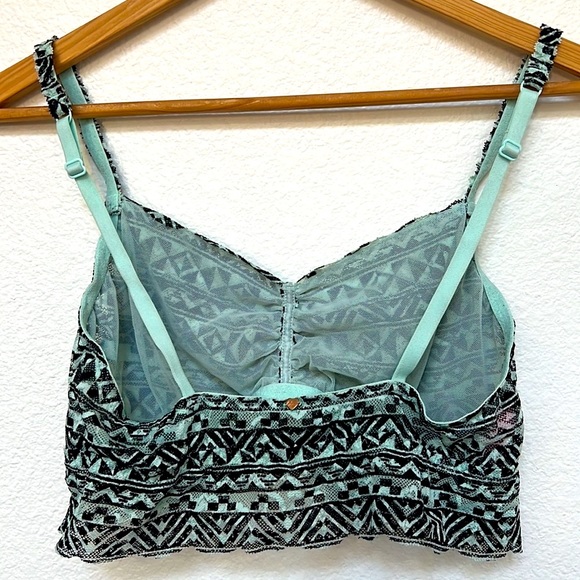 Pink by Victoria’s Secret Tribal Large Lace Bralette green and black - Picture 2 of 5